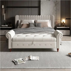 Jion Upholstered Storage Bench - Wooden Bazar