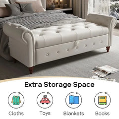 Jion Upholstered Storage Bench - Wooden Bazar