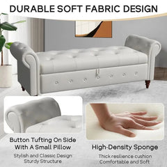 Jion Upholstered Storage Bench - Wooden Bazar