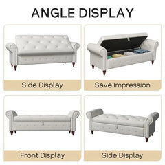 Jion Upholstered Storage Bench - Wooden Bazar