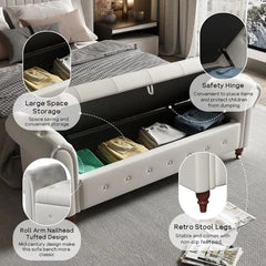 Jion Upholstered Storage Bench - Wooden Bazar