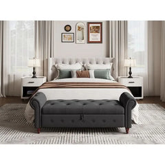 Jion Upholstered Storage Bench - Wooden Bazar