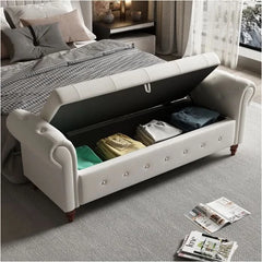 Jion Upholstered Storage Bench - Wooden Bazar