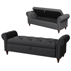 Jion Upholstered Storage Bench - Wooden Bazar