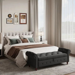 Jion Upholstered Storage Bench - Wooden Bazar