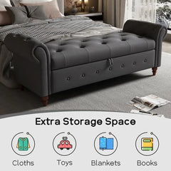 Jion Upholstered Storage Bench - Wooden Bazar