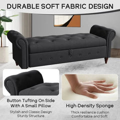 Jion Upholstered Storage Bench - Wooden Bazar