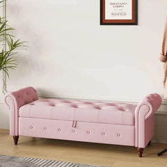 Jion Upholstered Storage Bench - Wooden Bazar