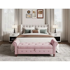 Jion Upholstered Storage Bench - Wooden Bazar