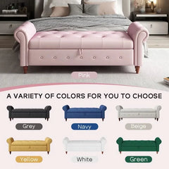 Jion Upholstered Storage Bench - Wooden Bazar