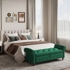 Jion Upholstered Storage Bench - Wooden Bazar