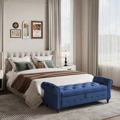 Jion Upholstered Storage Bench - Wooden Bazar