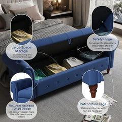 Jion Upholstered Storage Bench - Wooden Bazar