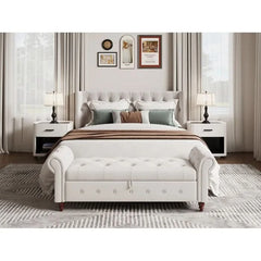 Jion Upholstered Storage Bench - Wooden Bazar