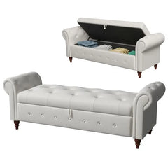 Jion Upholstered Storage Bench - Wooden Bazar