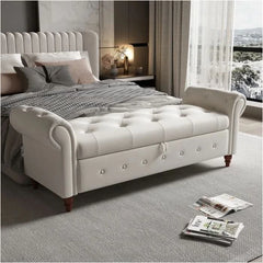 Jion Upholstered Storage Bench - Wooden Bazar