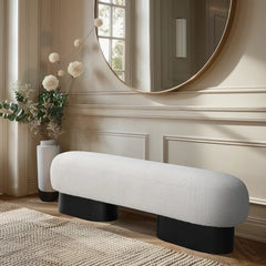 Nancion Fabric Upholstered Bench - Wooden bazar