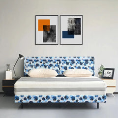 Floating Bed Frame with Storage Headboard, LED Bed Frame with Charging Station