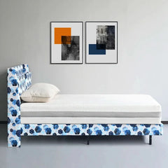 Floating Bed Frame with Storage Headboard, LED Bed Frame with Charging Station