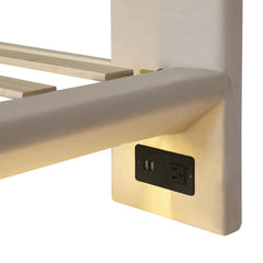 Floating Style Upholstered Bed With Sensor Lights And Outlets