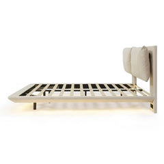 Floating Style Upholstered Bed With Sensor Lights And Outlets