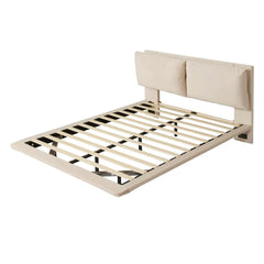 Floating Style Upholstered Bed With Sensor Lights And Outlets