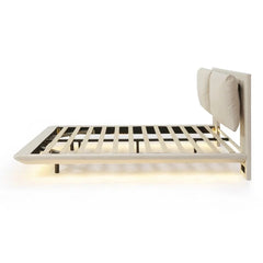 Floating Style Upholstered Bed With Sensor Lights And Outlets