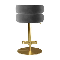 Giacamoz Adjustable Height Swivel Velvet Counter and Bar stool in Stainless Steel