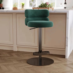 Giacamoz Adjustable Height Swivel Velvet Counter and Bar stool in Stainless Steel