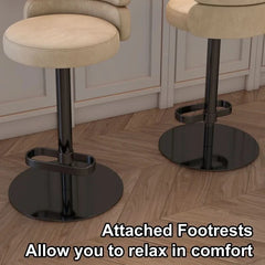 Giacamoz Adjustable Height Swivel Velvet Counter and Bar stool in Stainless Steel