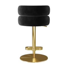 Giacamoz Adjustable Height Swivel Velvet Counter and Bar stool in Stainless Steel
