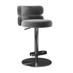 Giacamoz Adjustable Height Swivel Velvet Counter and Bar stool in Stainless Steel
