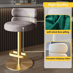 Giacamoz Adjustable Height Swivel Velvet Counter and Bar stool in Stainless Steel