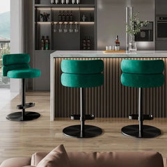 Giacamoz Adjustable Height Swivel Velvet Counter and Bar stool in Stainless Steel