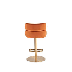 Giacamoz Adjustable Height Swivel Velvet Counter and Bar stool in Stainless Steel