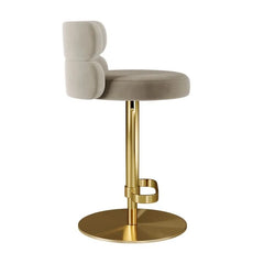 Giacamoz Adjustable Height Swivel Velvet Counter and Bar stool in Stainless Steel