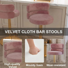 Giacamoz Adjustable Height Swivel Velvet Counter and Bar stool in Stainless Steel