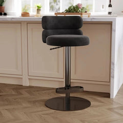 Giacamoz Adjustable Height Swivel Velvet Counter and Bar stool in Stainless Steel