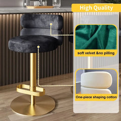 Giacamoz Adjustable Height Swivel Velvet Counter and Bar stool in Stainless Steel