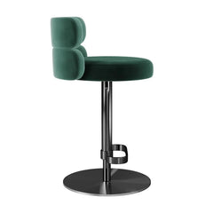 Giacamoz Adjustable Height Swivel Velvet Counter and Bar stool in Stainless Steel