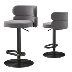 Giacamoz Adjustable Height Swivel Velvet Counter and Bar stool in Stainless Steel