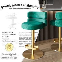 Giacamoz Adjustable Height Swivel Velvet Counter and Bar stool in Stainless Steel