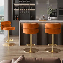 Giacamoz Adjustable Height Swivel Velvet Counter and Bar stool in Stainless Steel