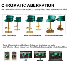 Giacamoz Adjustable Height Swivel Velvet Counter and Bar stool in Stainless Steel
