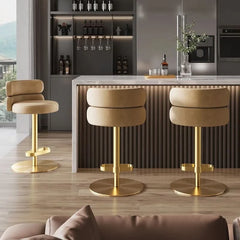 Giacamoz Adjustable Height Swivel Velvet Counter and Bar stool in Stainless Steel