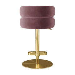 Giacamoz Adjustable Height Swivel Velvet Counter and Bar stool in Stainless Steel