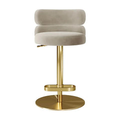 Giacamoz Adjustable Height Swivel Velvet Counter and Bar stool in Stainless Steel