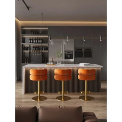 Giacamoz Adjustable Height Swivel Velvet Counter and Bar stool in Stainless Steel