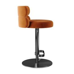 Giacamoz Adjustable Height Swivel Velvet Counter and Bar stool in Stainless Steel