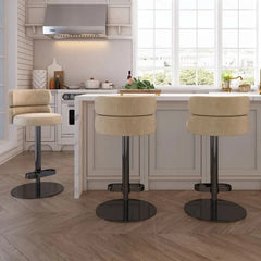 Giacamoz Adjustable Height Swivel Velvet Counter and Bar stool in Stainless Steel